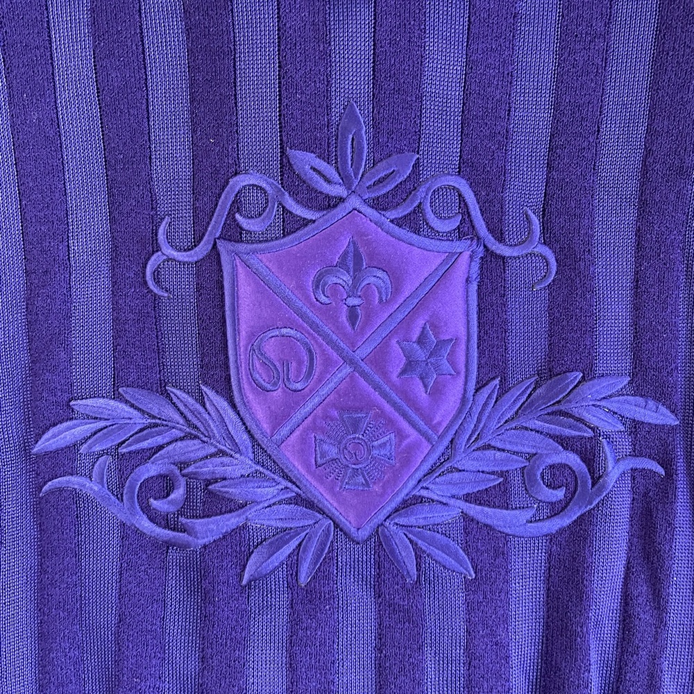 St John Santana Knit Jacket Women Royal Purple Y2K Large Old Money Preppy Logo - Picture 5 of 16